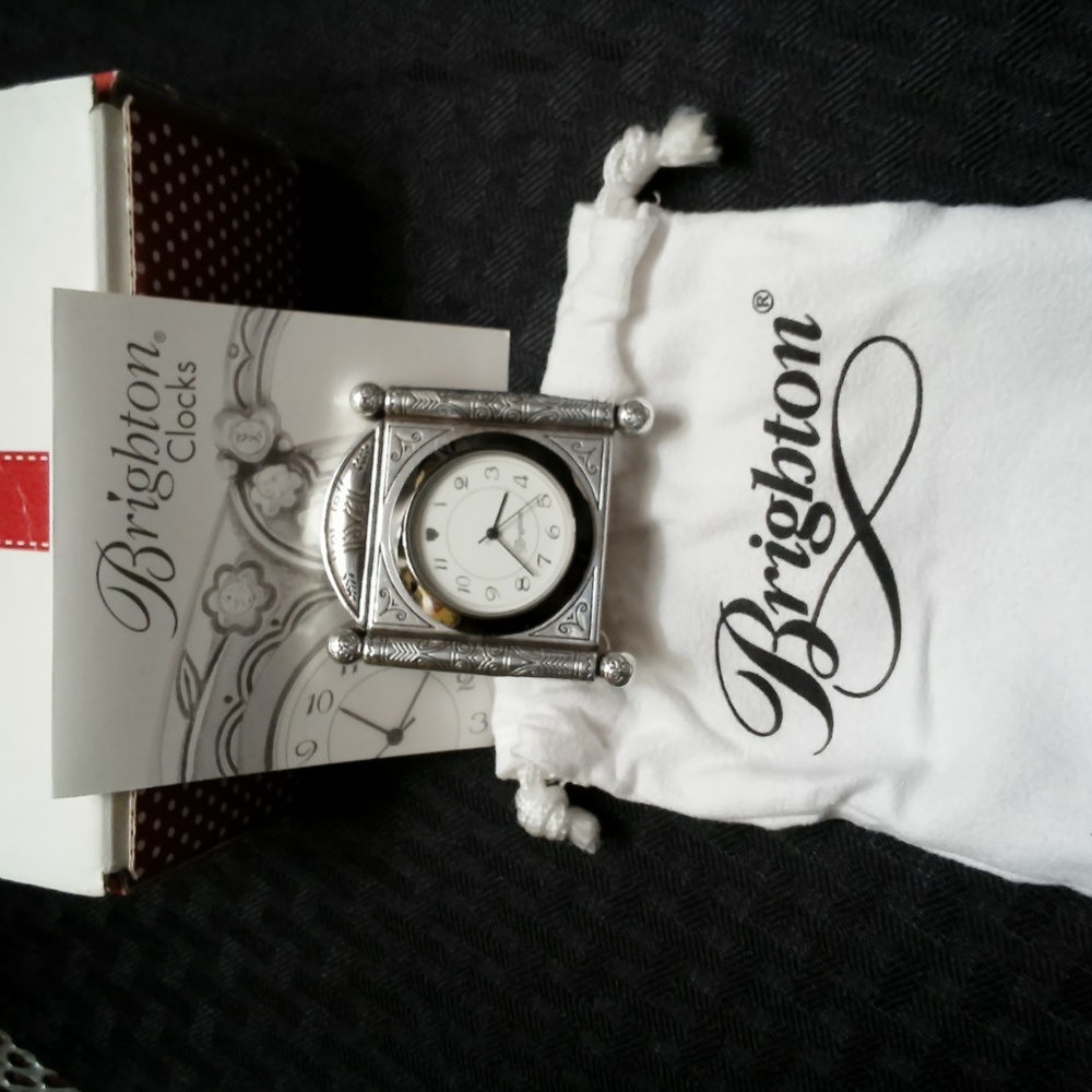 Brighton Silver Square Clock, NEW In Box - Picture 2 of 2